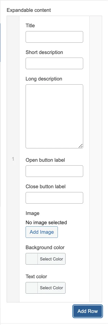 expandable content fields