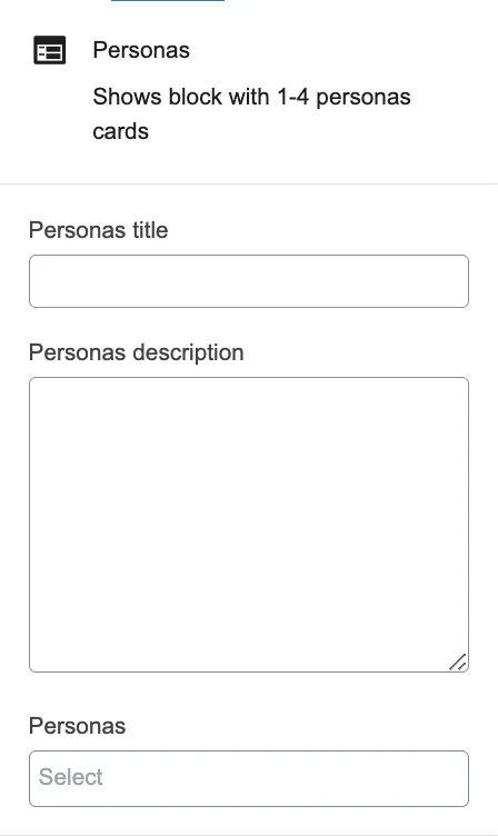 personas block fields