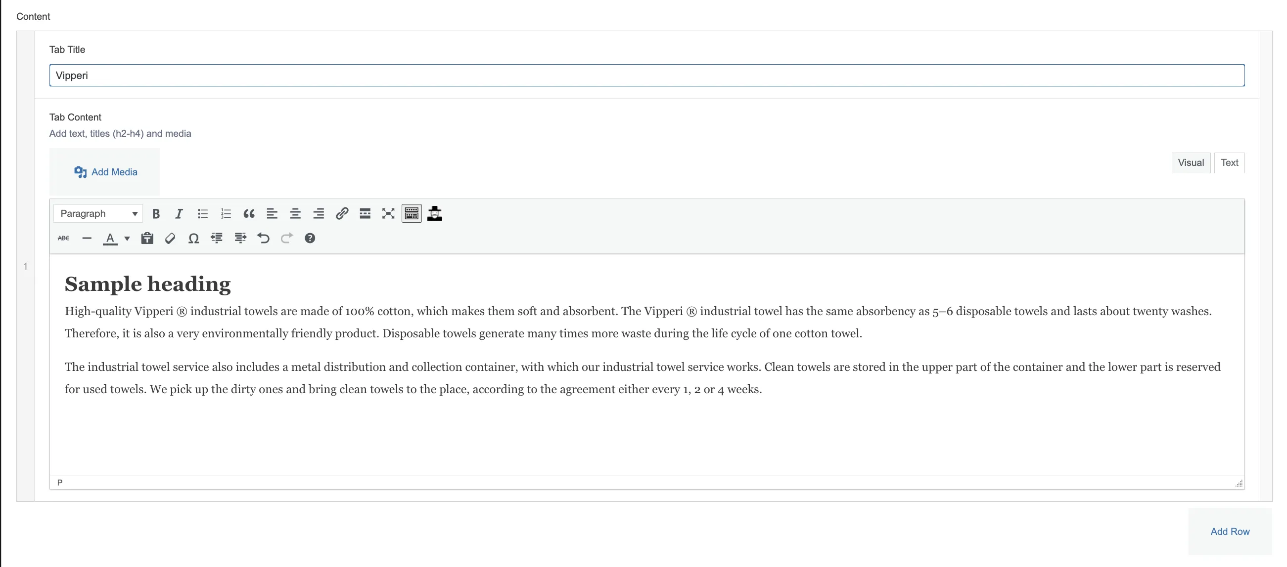 tabbed content fields